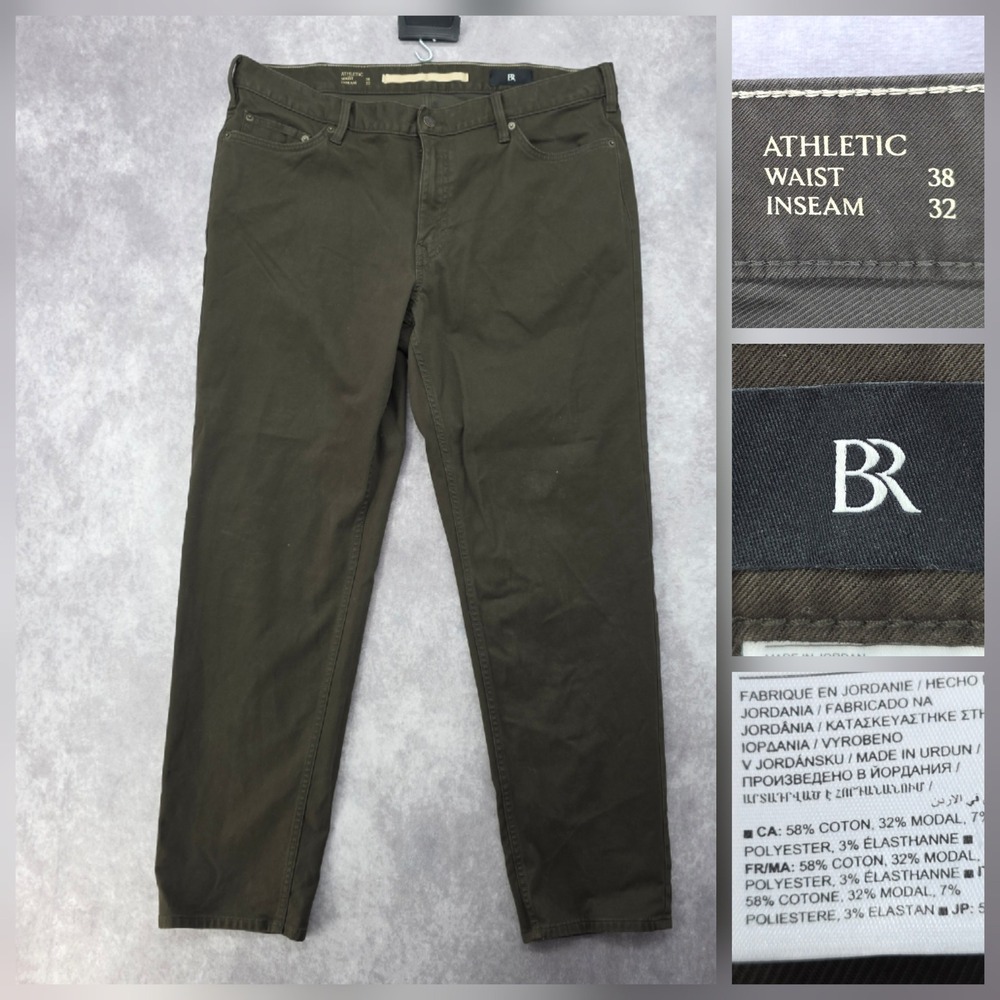 Banana Republic Athletic Fit Pants Mens 38x32 Olive Stretch Chino Fits 40x32
